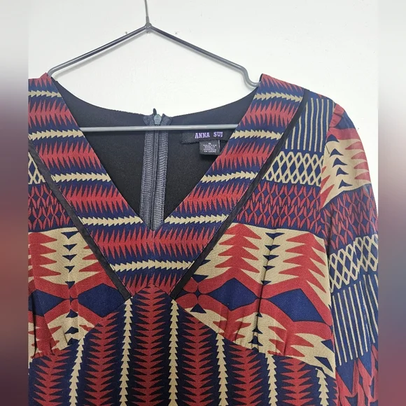 Anna Sui Tribal Print Dress in Red and Black - Picture 2 of 7